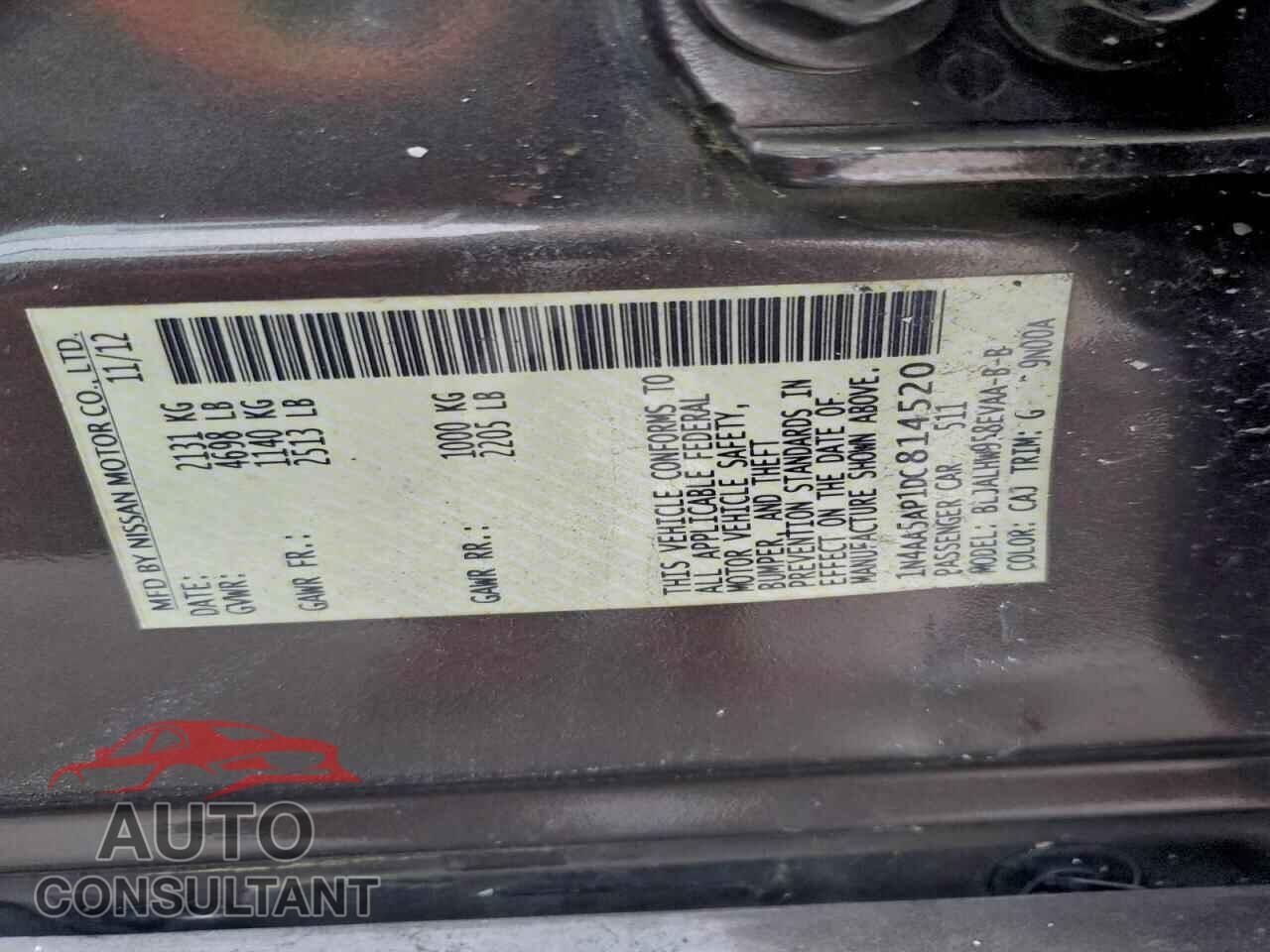 NISSAN MAXIMA 2013 - 1N4AA5AP1DC814520