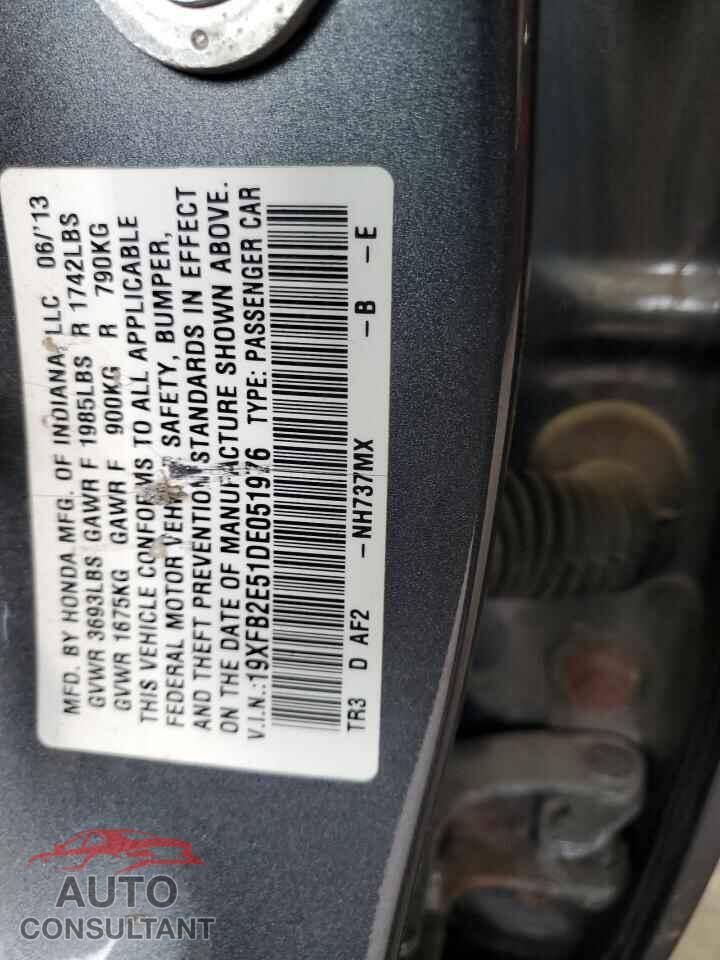 HONDA CIVIC 2013 - 19XFB2E51DE051976