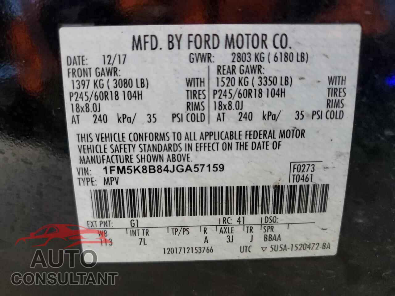 FORD EXPLORER 2018 - 1FM5K8B84JGA57159