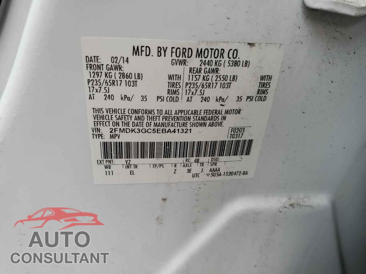FORD EDGE 2014 - 2FMDK3GC5EBA41321