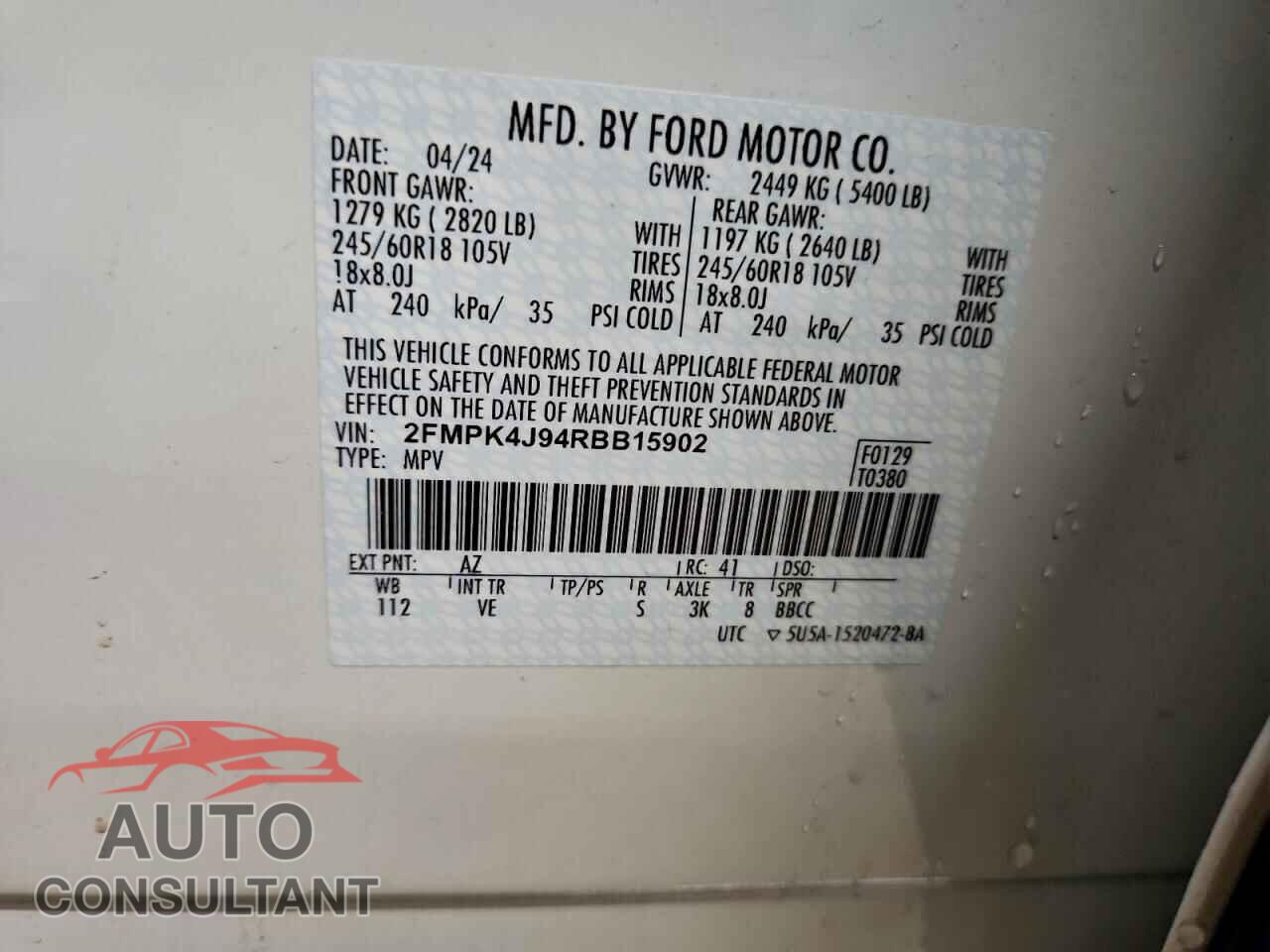 FORD EDGE 2024 - 2FMPK4J94RBB15902