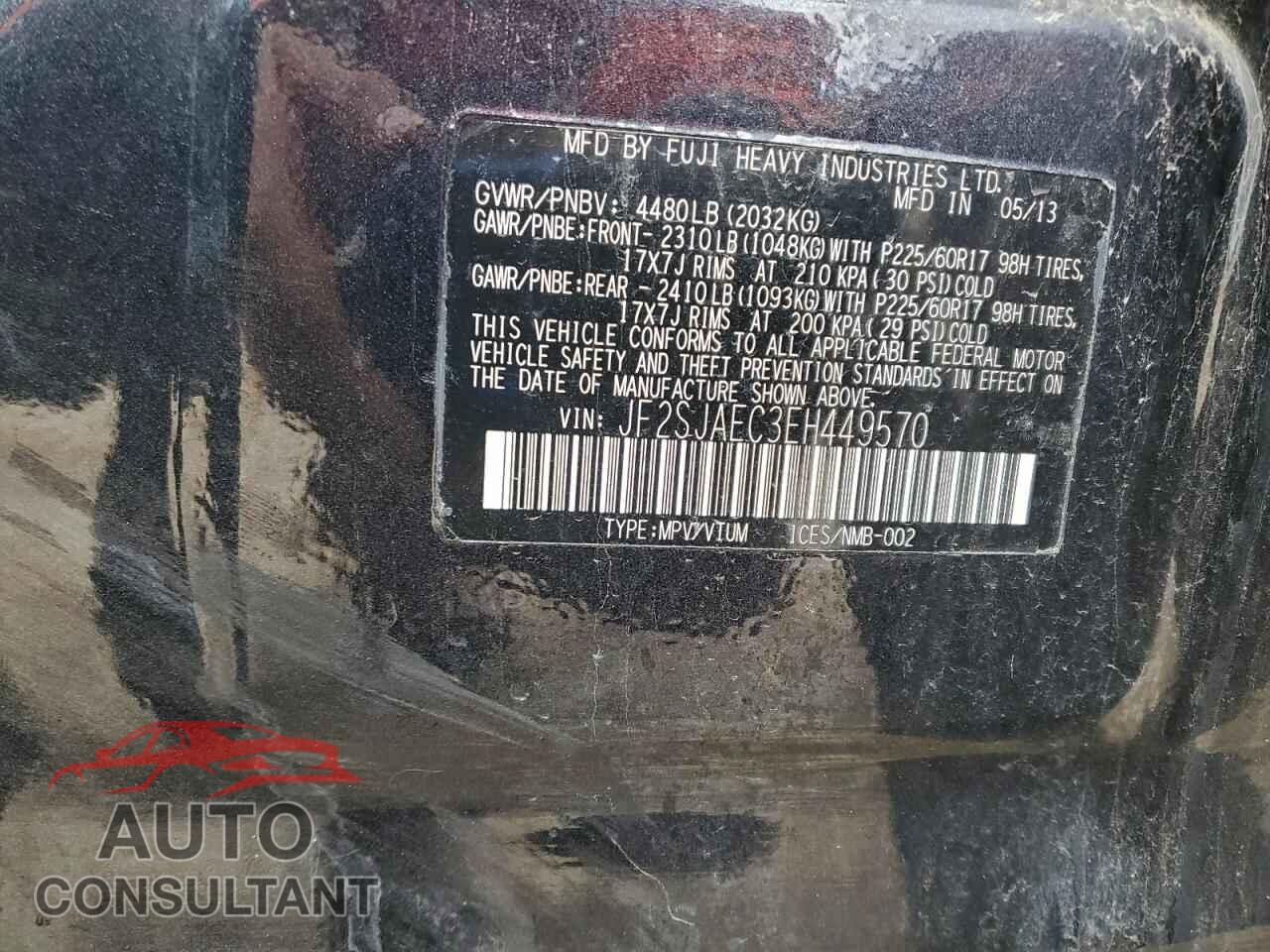 SUBARU FORESTER 2014 - JF2SJAEC3EH449570