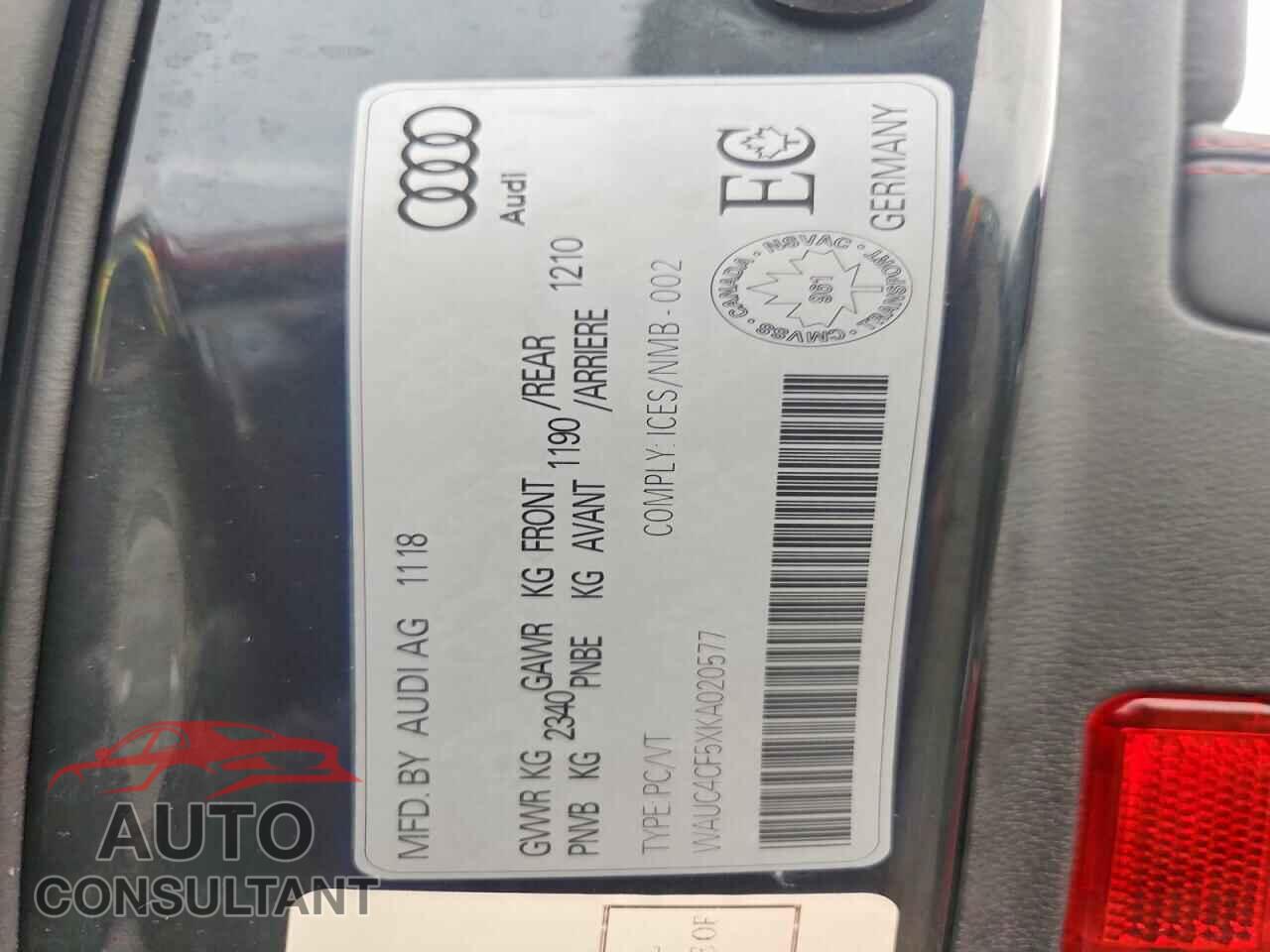 AUDI S5/RS5 2019 - WAUC4CF5XKA020577