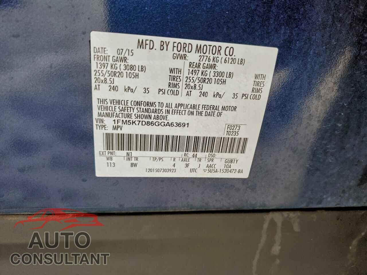 FORD EXPLORER 2016 - 1FM5K7D86GGA63691