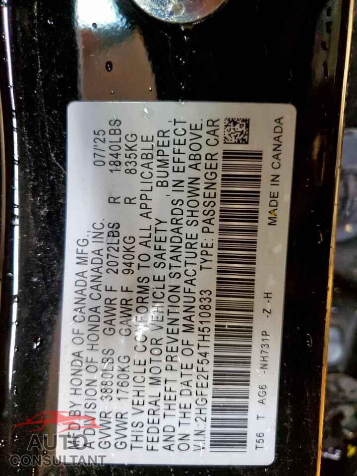 HONDA CIVIC 2026 - 2HGFE2F54TH510833