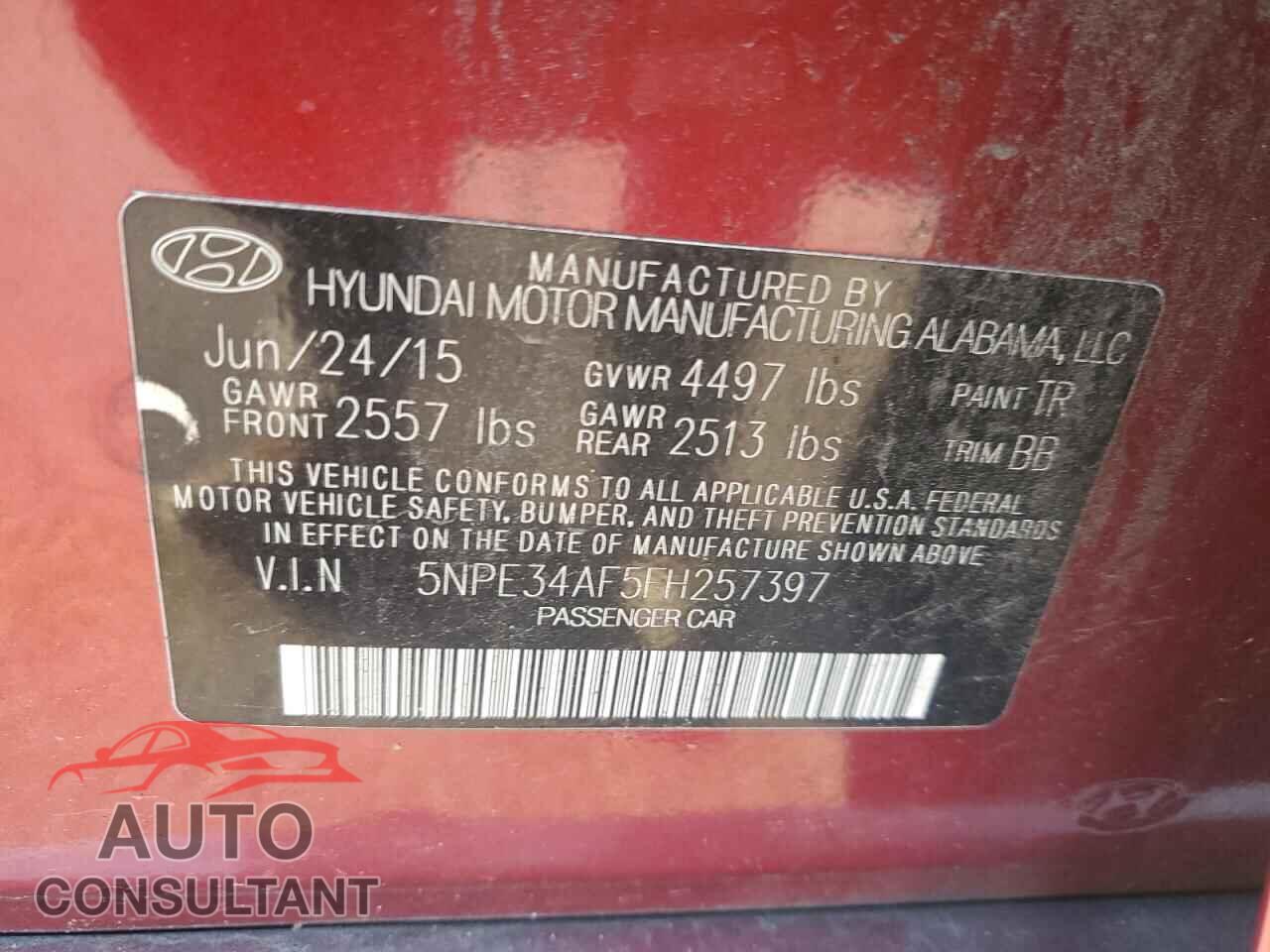 HYUNDAI SONATA 2015 - 5NPE34AF5FH257397