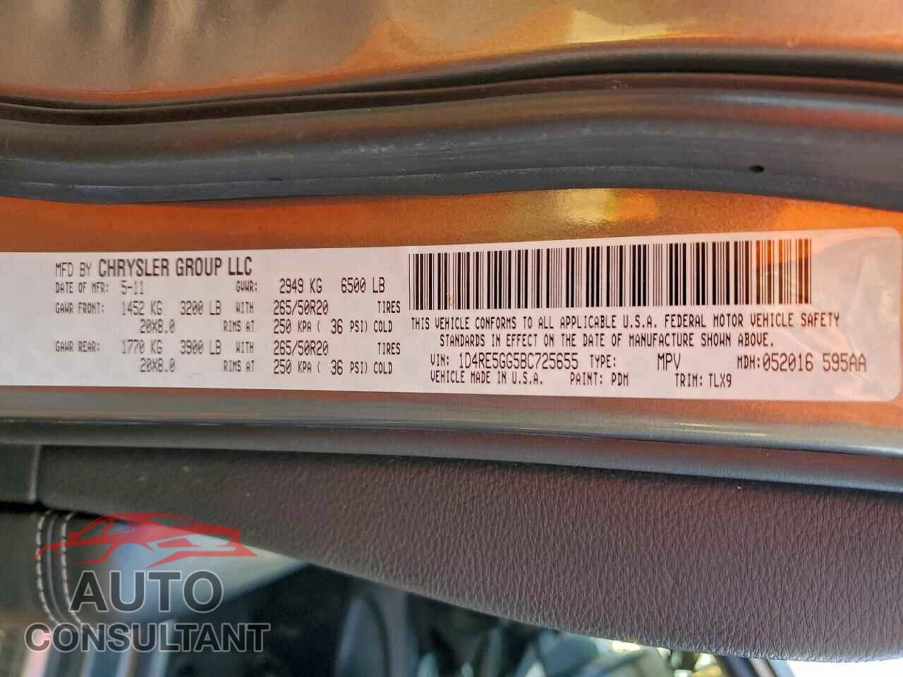 DODGE DURANGO 2011 - 1D4RE5GG5BC725655