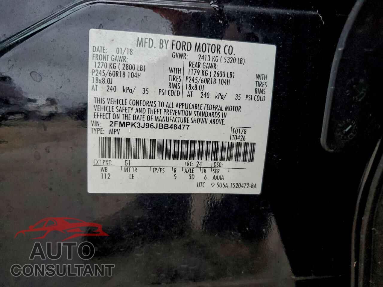FORD EDGE 2018 - 2FMPK3J96JBB48477