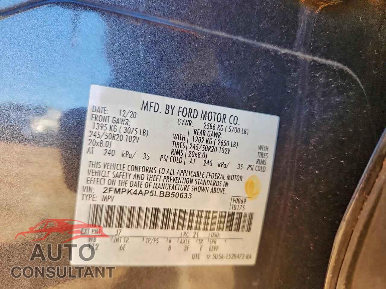 FORD EDGE 2020 - 2FMPK4AP5LBB50633