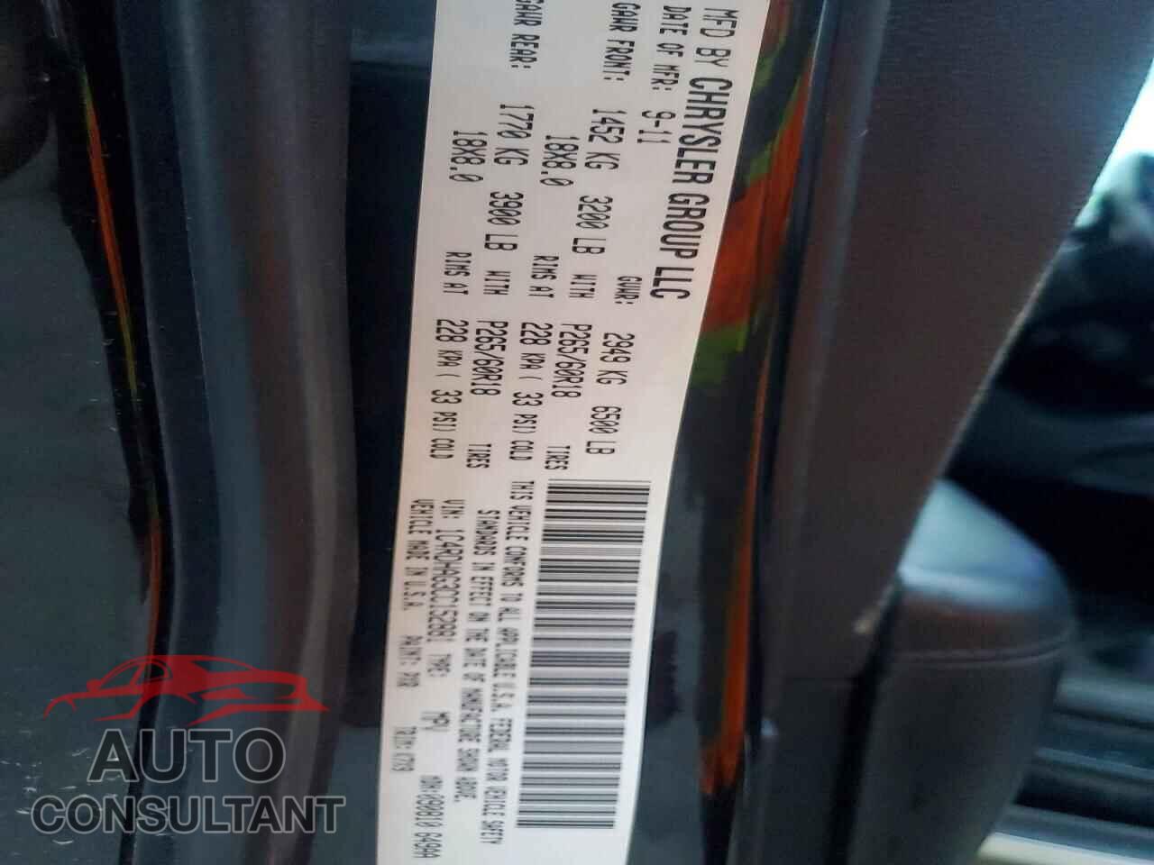 DODGE DURANGO 2012 - 1C4RDHAG3CC152881