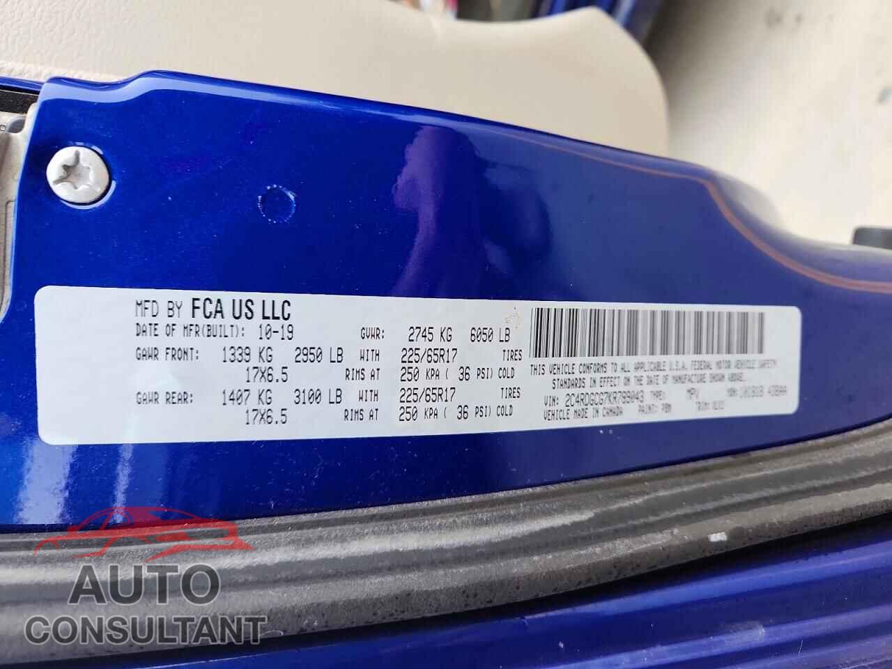 DODGE CARAVAN 2019 - 2C4RDGCG7KR789043