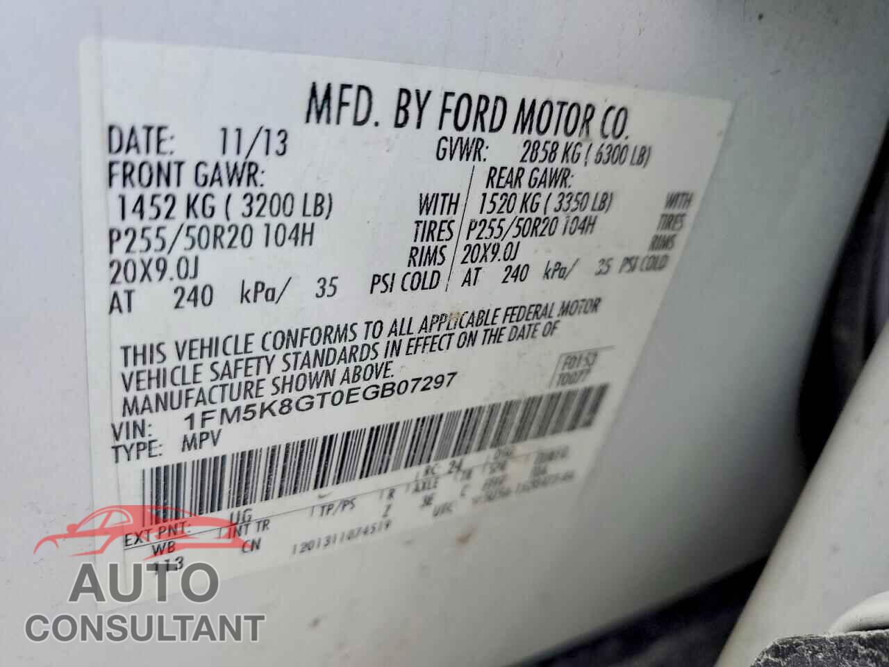 FORD EXPLORER 2014 - 1FM5K8GT0EGB07297