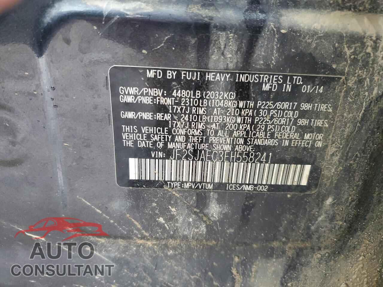 SUBARU FORESTER 2014 - JF2SJAEC3EH558241