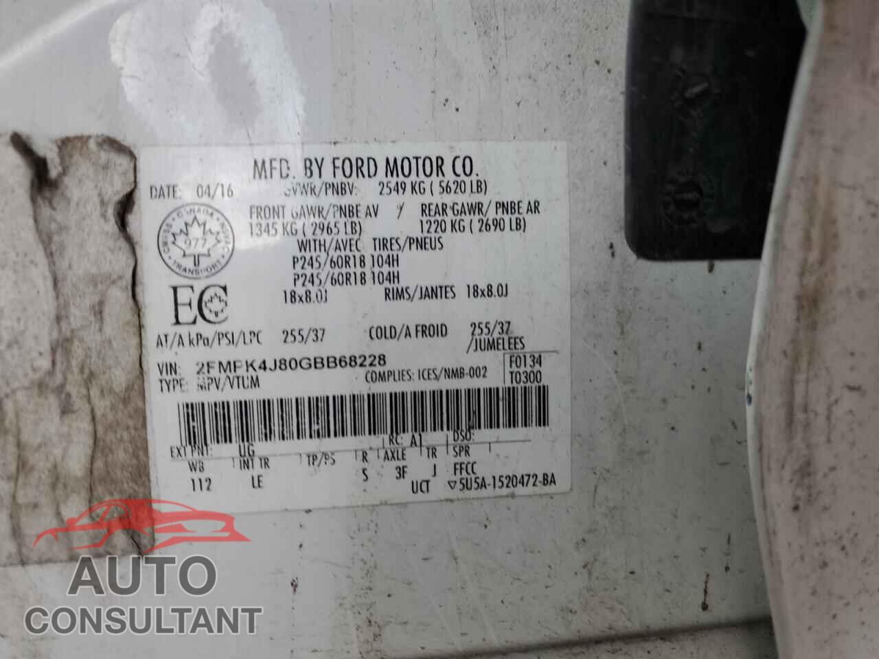 FORD EDGE 2016 - 2FMPK4J80GBB68228