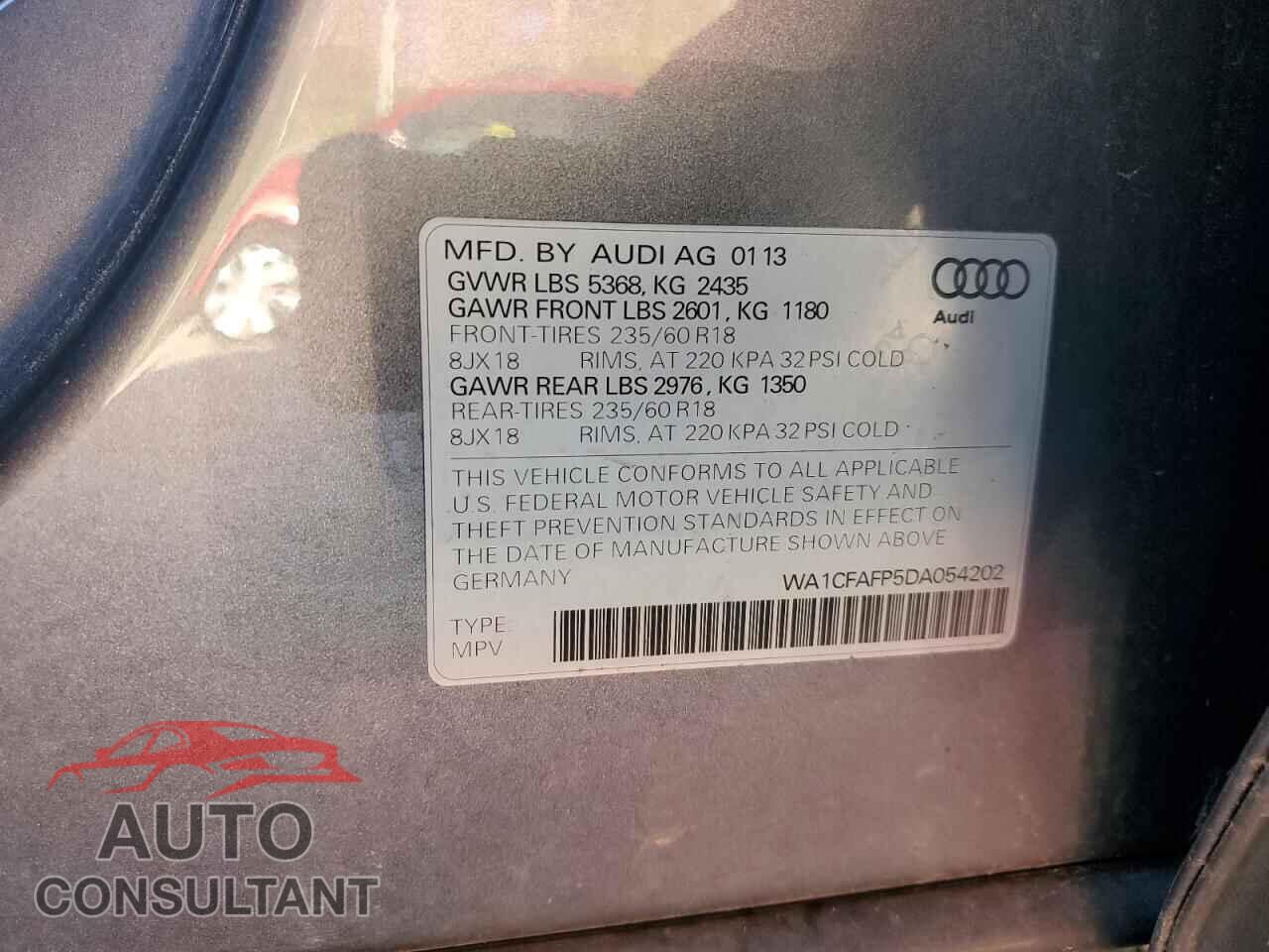 AUDI Q5 2013 - WA1CFAFP5DA054202