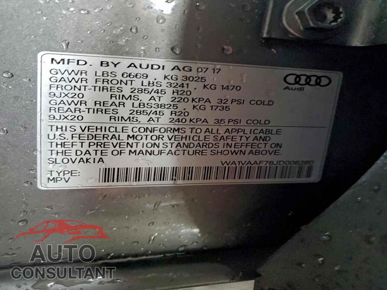 AUDI Q7 2018 - WA1VAAF78JD006260