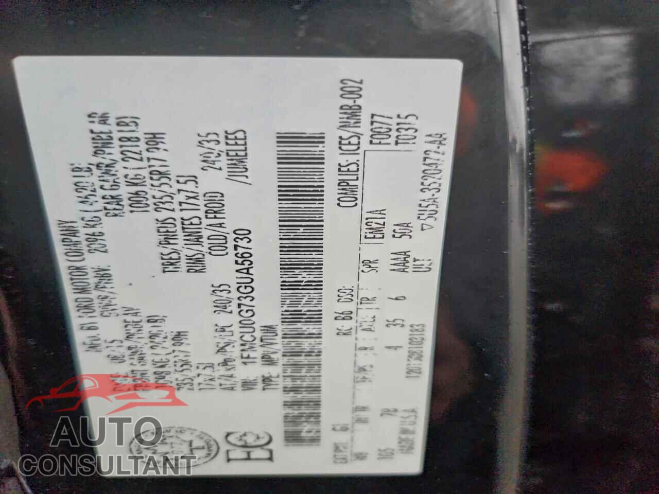 FORD ESCAPE 2016 - 1FMCU0G73GUA56730