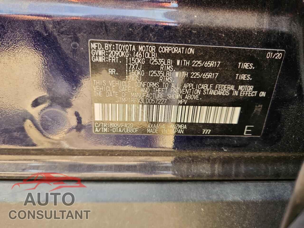 TOYOTA RAV4 2020 - JTMP1RFV3LD057227