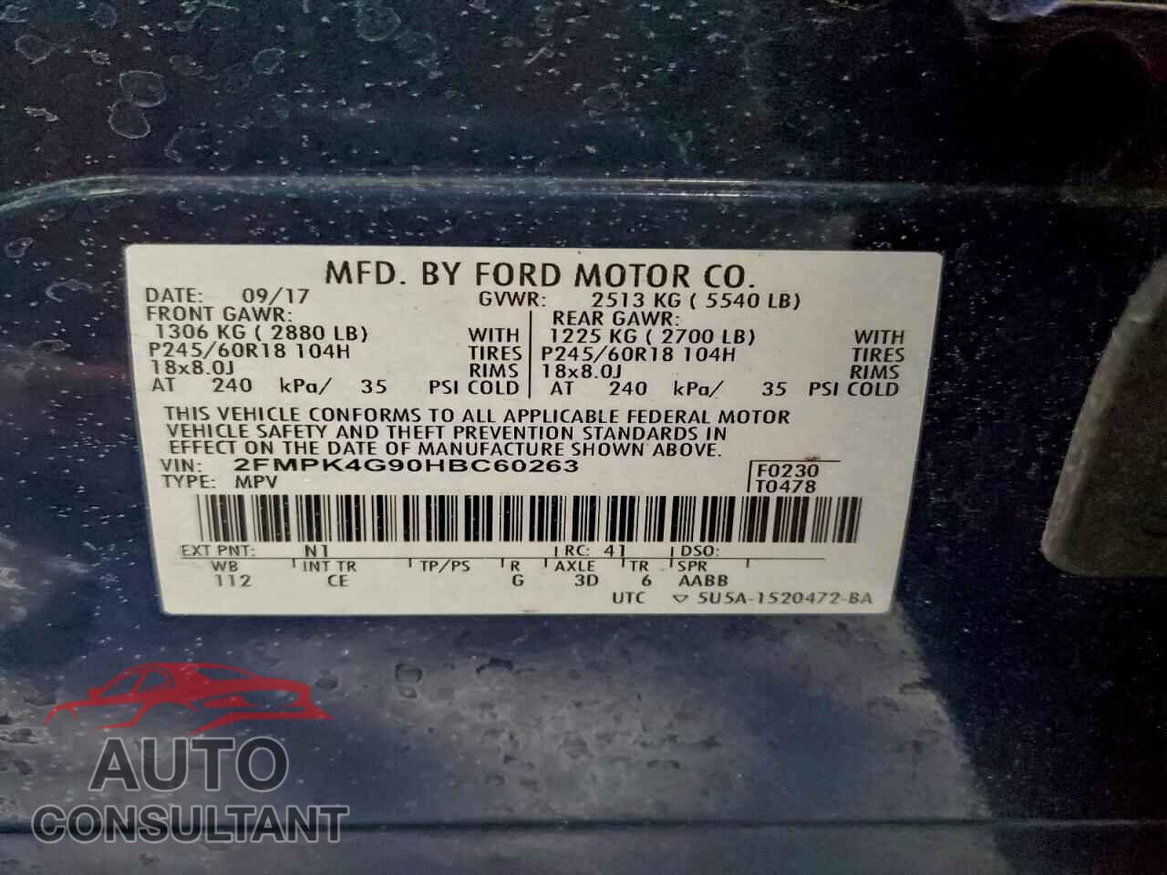 FORD EDGE 2017 - 2FMPK4G90HBC60263