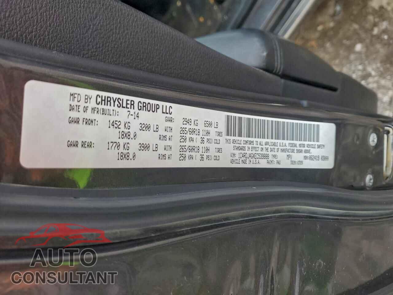 DODGE DURANGO 2014 - 1C4RDJAGXEC539888