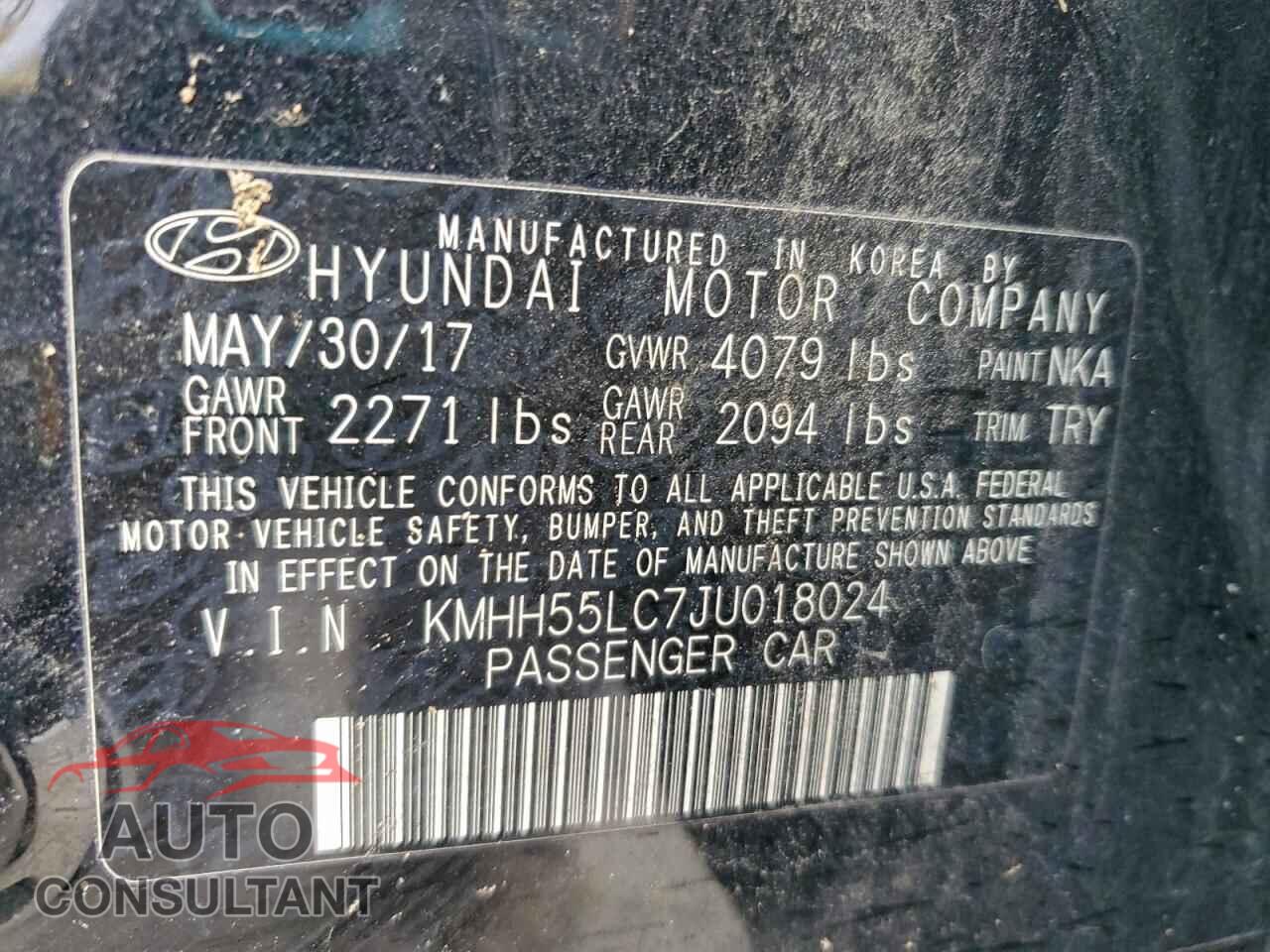 HYUNDAI ELANTRA 2018 - KMHH55LC7JU018024