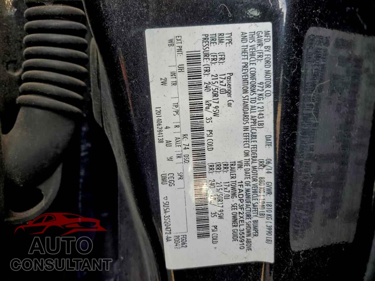 FORD FOCUS 2014 - 1FADP3F2XEL355910