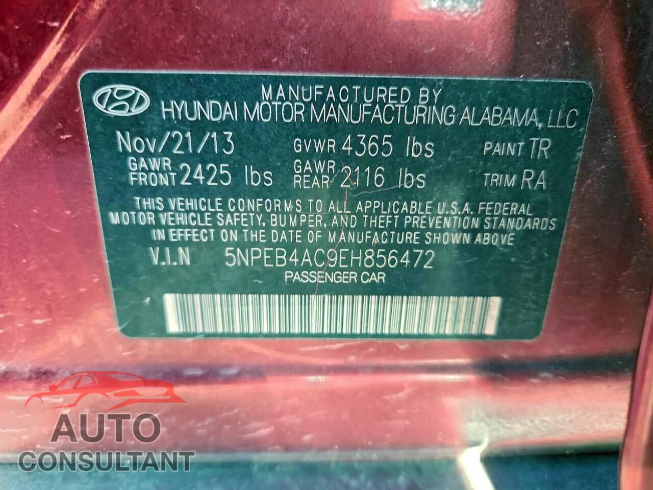 HYUNDAI SONATA 2014 - 5NPEB4AC9EH856472