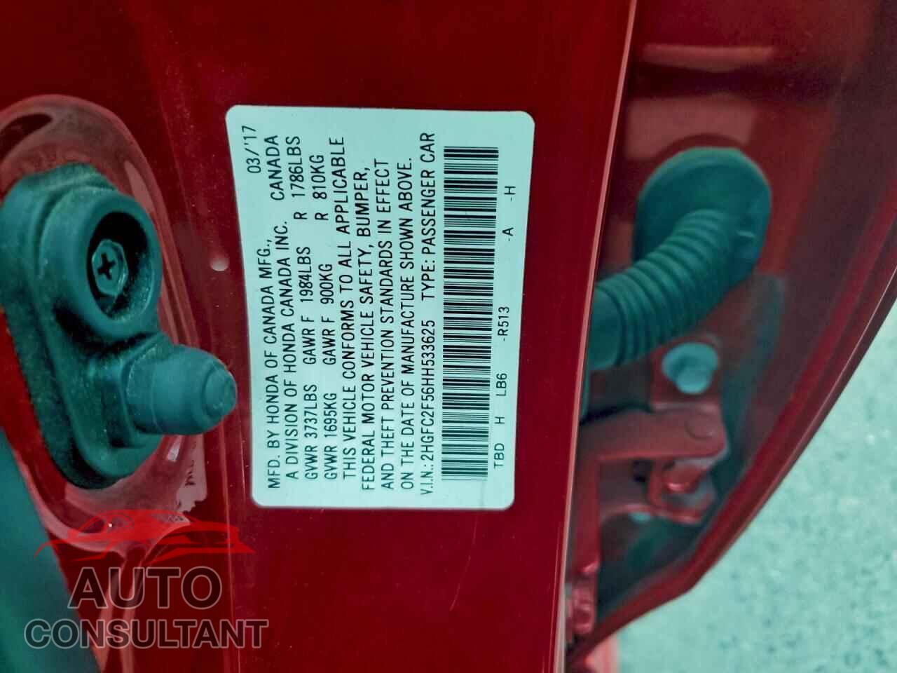 HONDA CIVIC 2017 - 2HGFC2F56HH533625