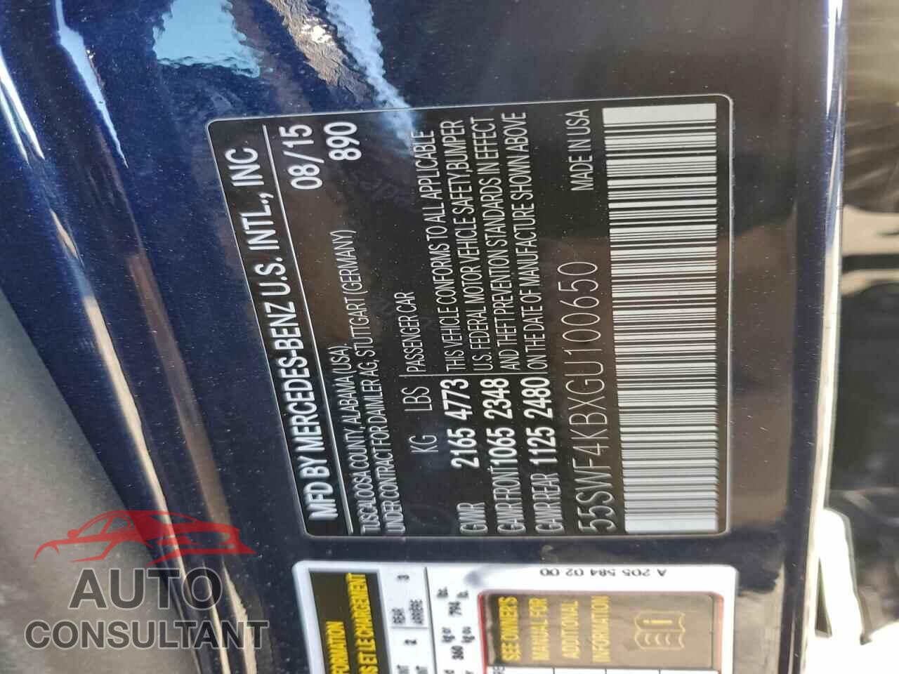 MERCEDES-BENZ C-CLASS 2016 - 55SWF4KBXGU100650