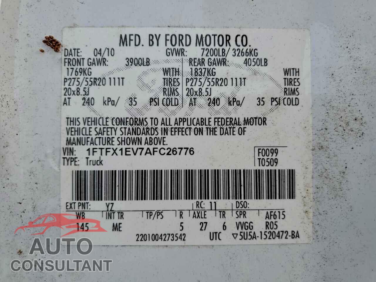 FORD F-150 2010 - 1FTFX1EV7AFC26776