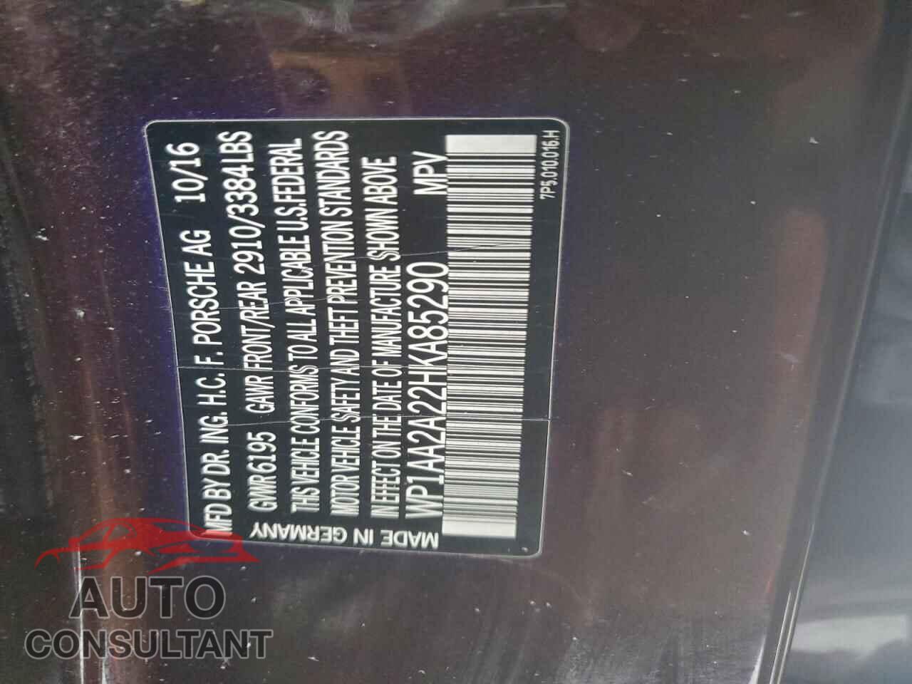 PORSCHE CAYENNE 2017 - WP1AA2A22HKA85290