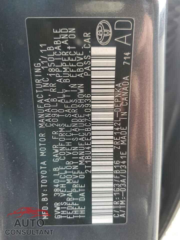 TOYOTA COROLLA 2011 - 2T1BU4EE5BC740936