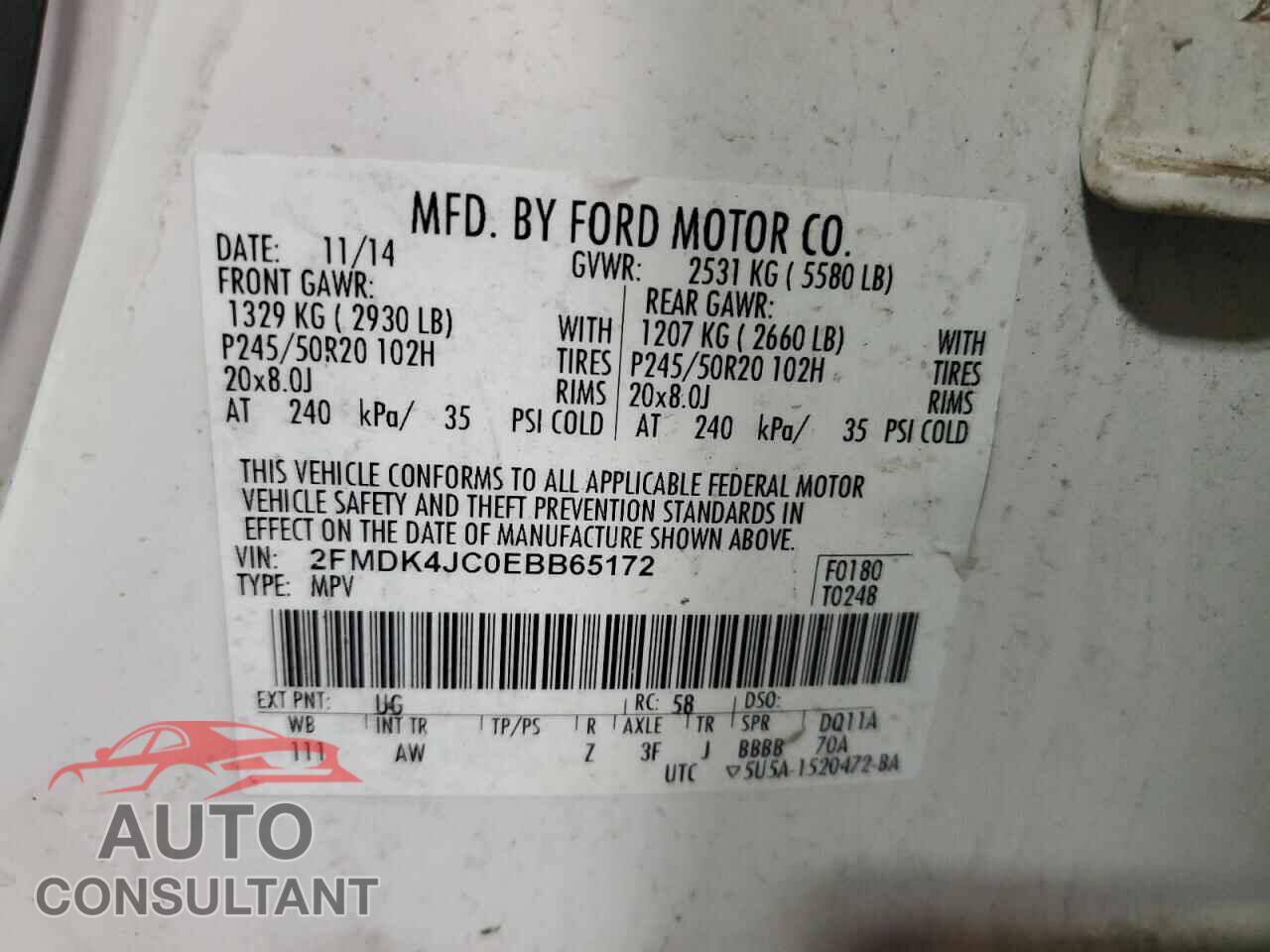 FORD EDGE 2014 - 2FMDK4JC0EBB65172