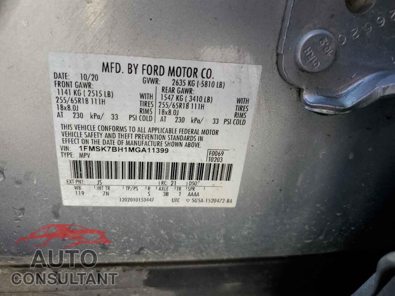 FORD EXPLORER 2021 - 1FMSK7BH1MGA11399