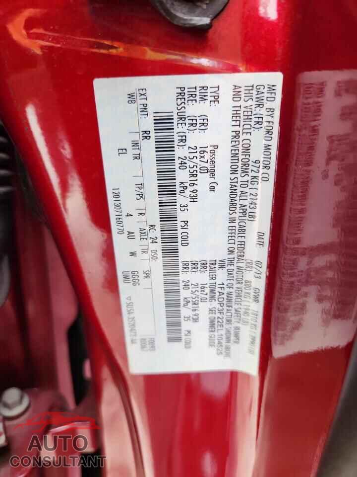 FORD FOCUS 2014 - 1FADP3F22EL104525