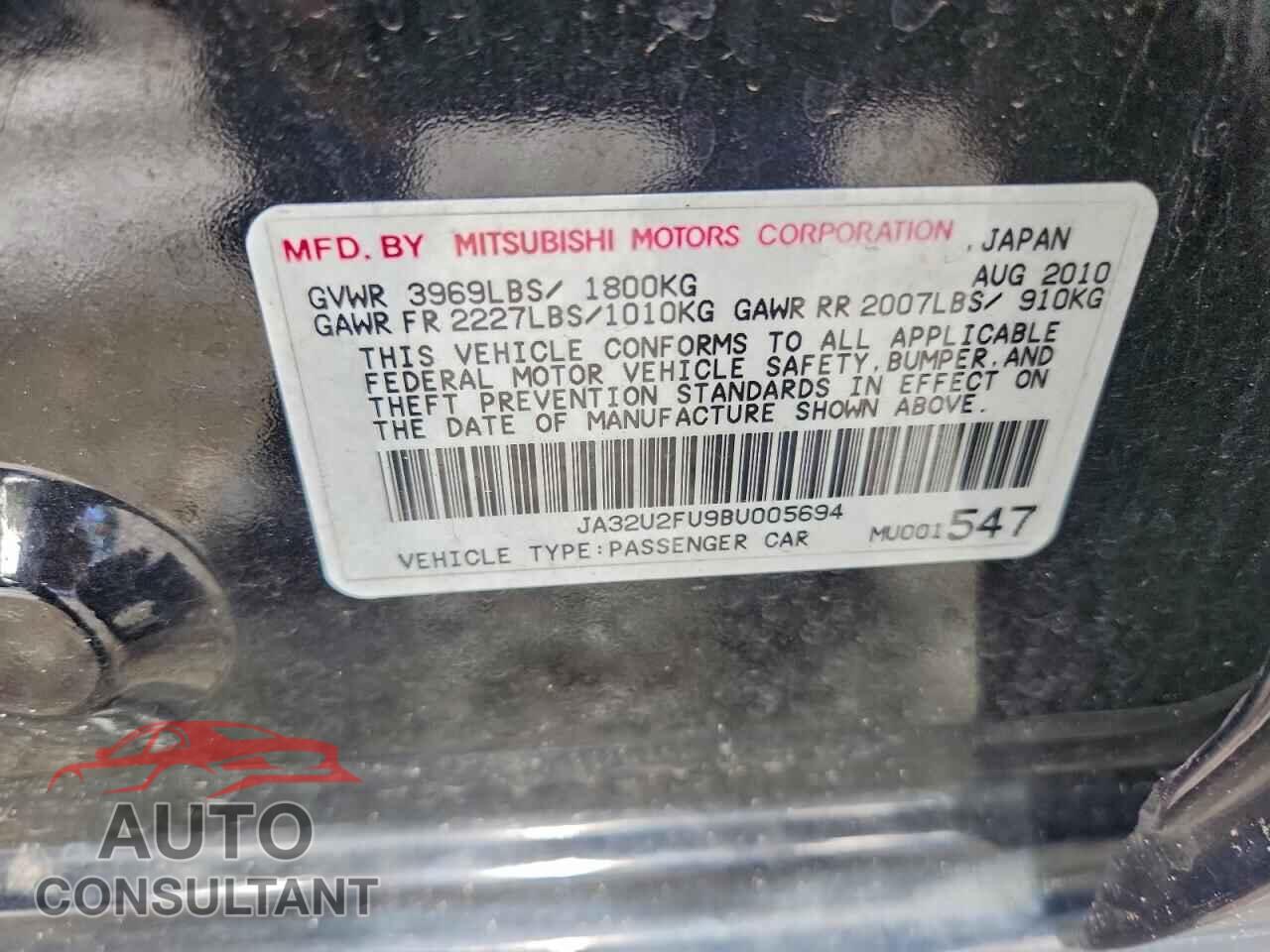 MITSUBISHI LANCER 2011 - JA32U2FU9BU005694