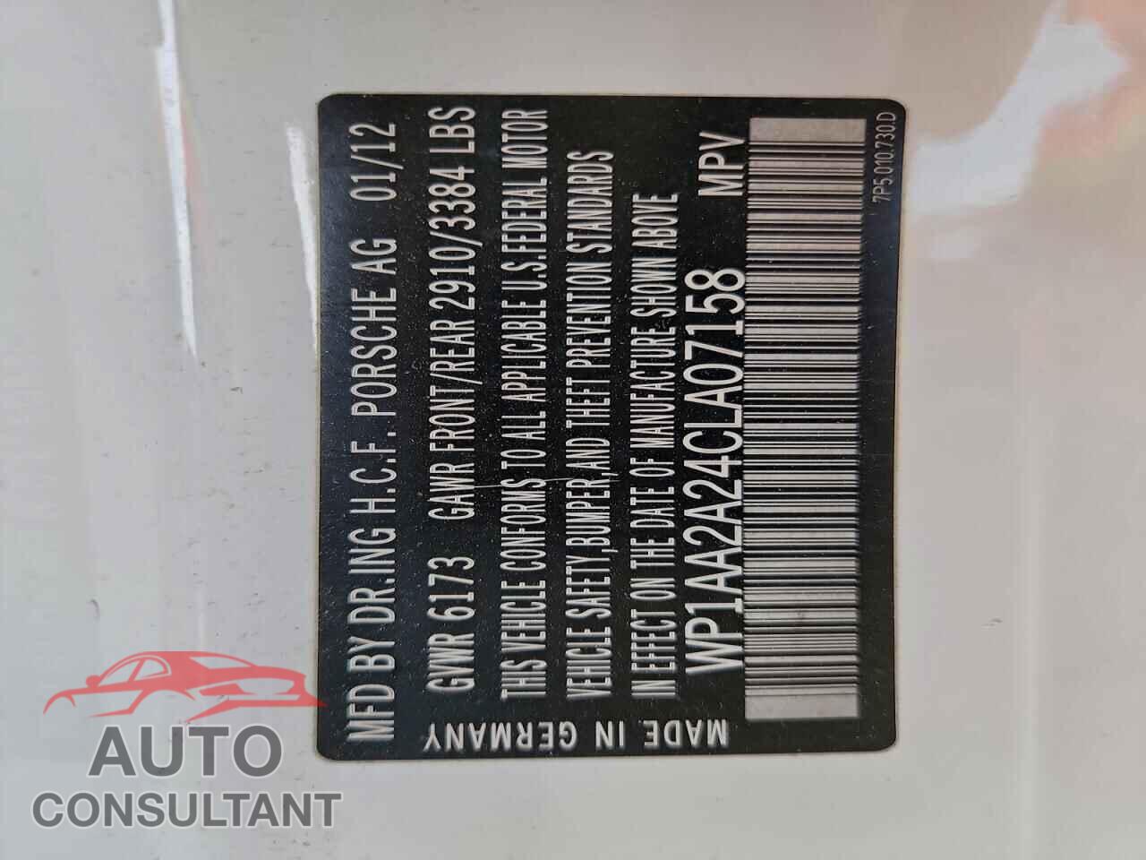 PORSCHE CAYENNE 2012 - WP1AA2A24CLA07158