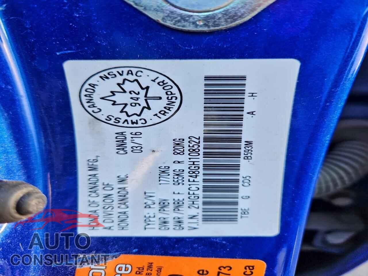 HONDA CIVIC 2016 - 2HGFC1F48GH108522