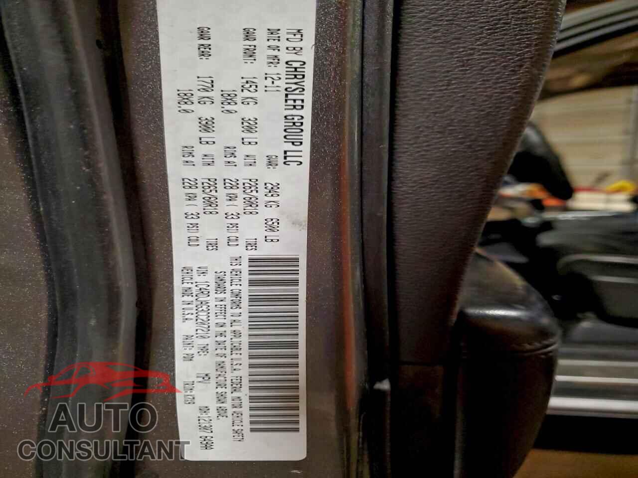 DODGE DURANGO 2012 - 1C4RDJAG3CC207210