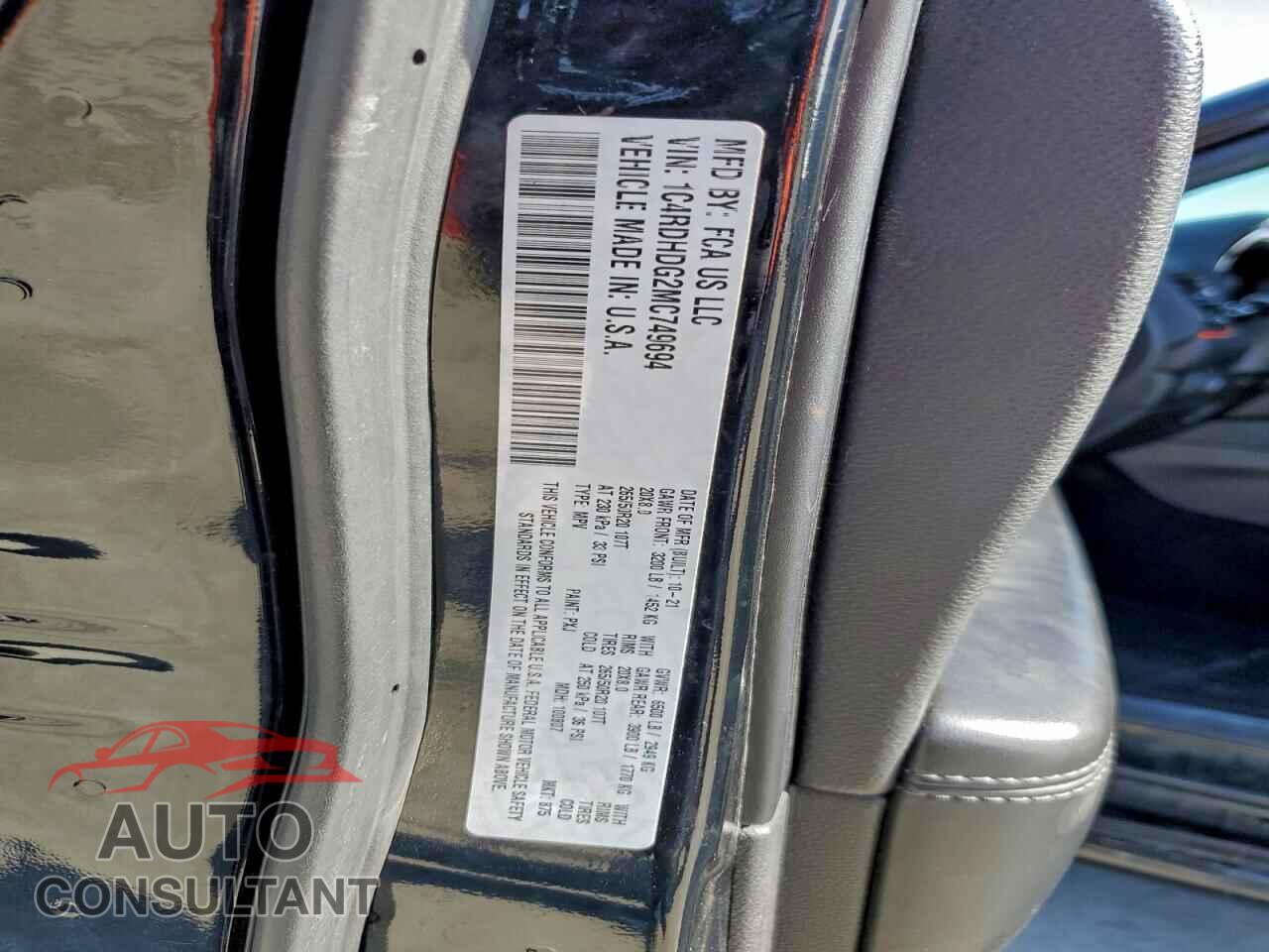 DODGE DURANGO 2021 - 1C4RDHDG2MC749694