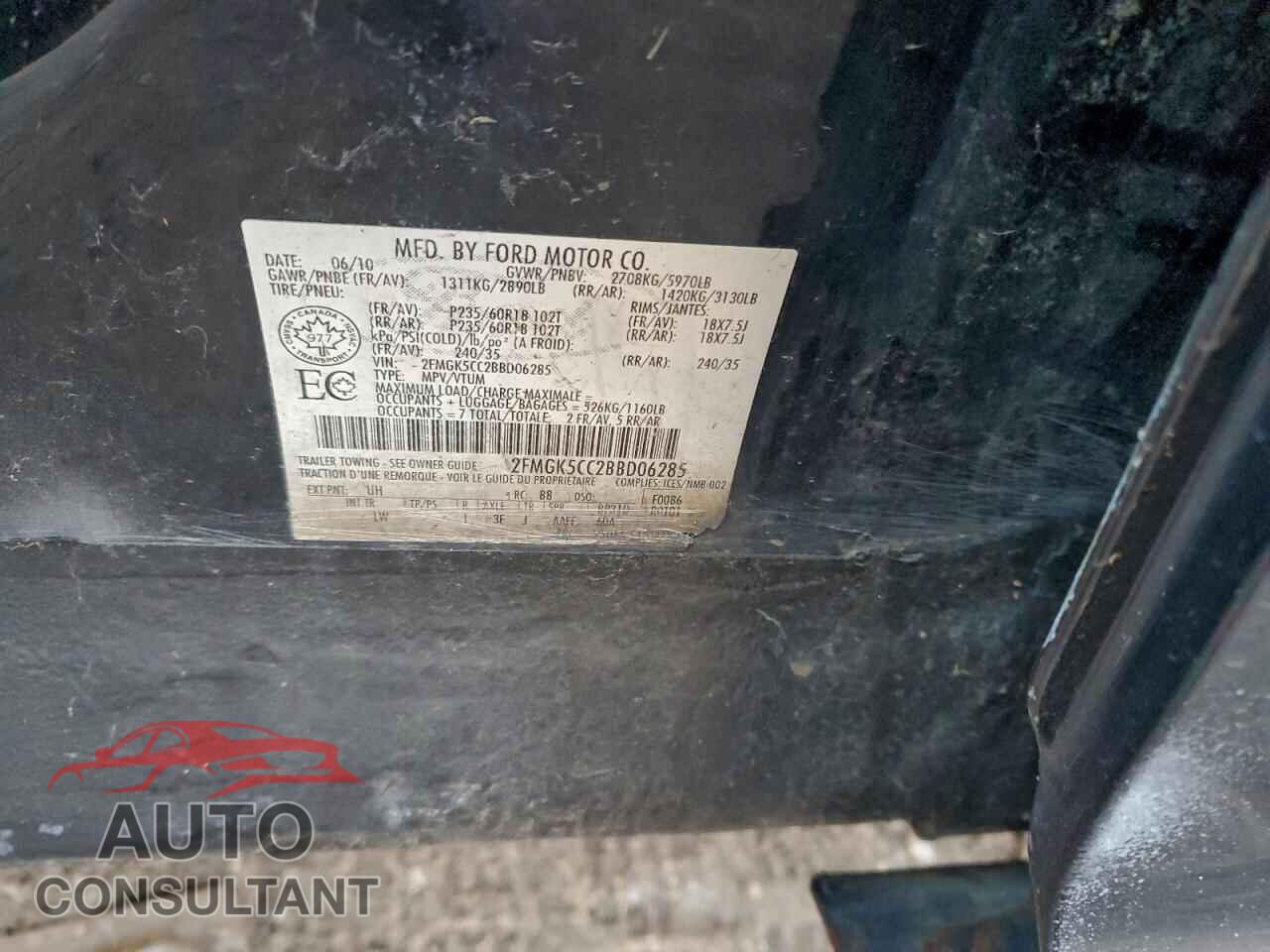FORD FLEX 2011 - 2FMGK5CC2BBD06285