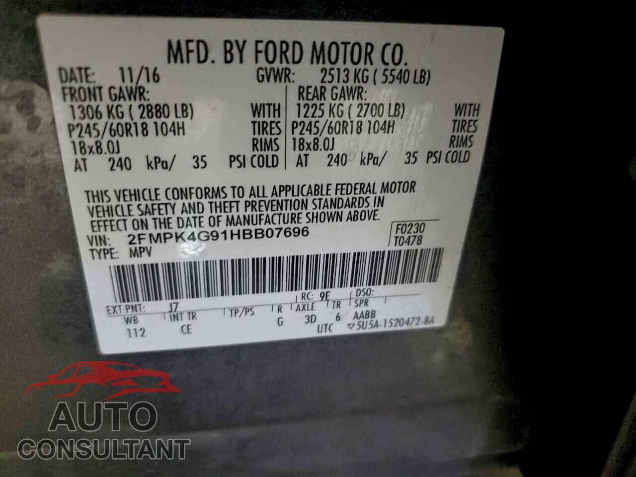 FORD EDGE 2017 - 2FMPK4G91HBB07696
