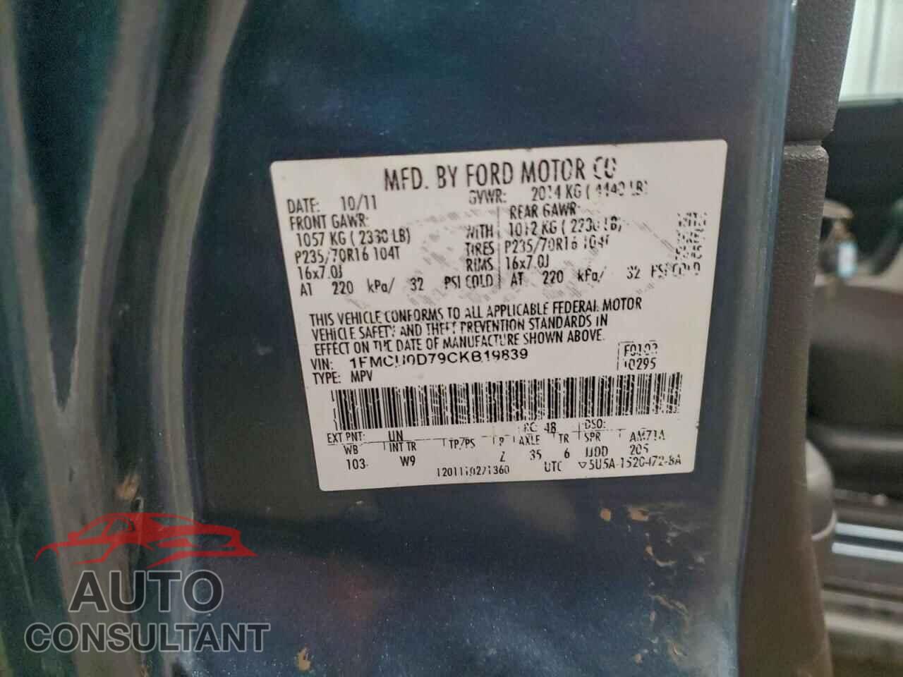 FORD ESCAPE 2012 - 1FMCU0D79CKB19839