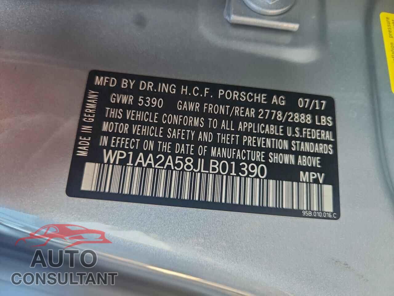 PORSCHE MACAN 2018 - WP1AA2A58JLB01390