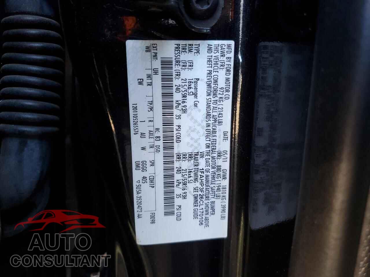 FORD FOCUS 2012 - 1FAHP3F26CL170106