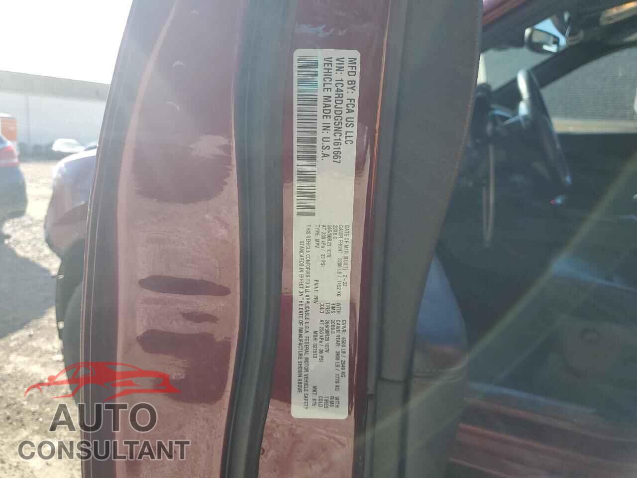 DODGE DURANGO 2022 - 1C4RDJDG5NC161667