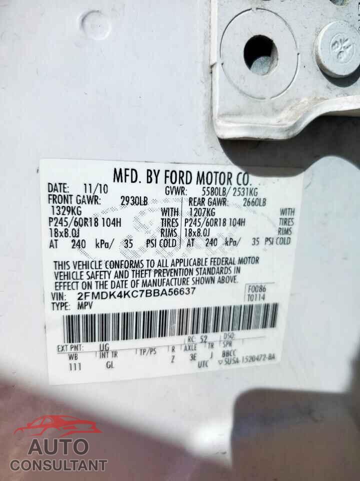 FORD EDGE 2011 - 2FMDK4KC7BBA56637