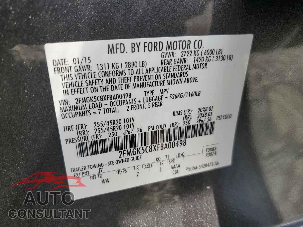 FORD FLEX 2015 - 2FMGK5C8XFBA00498