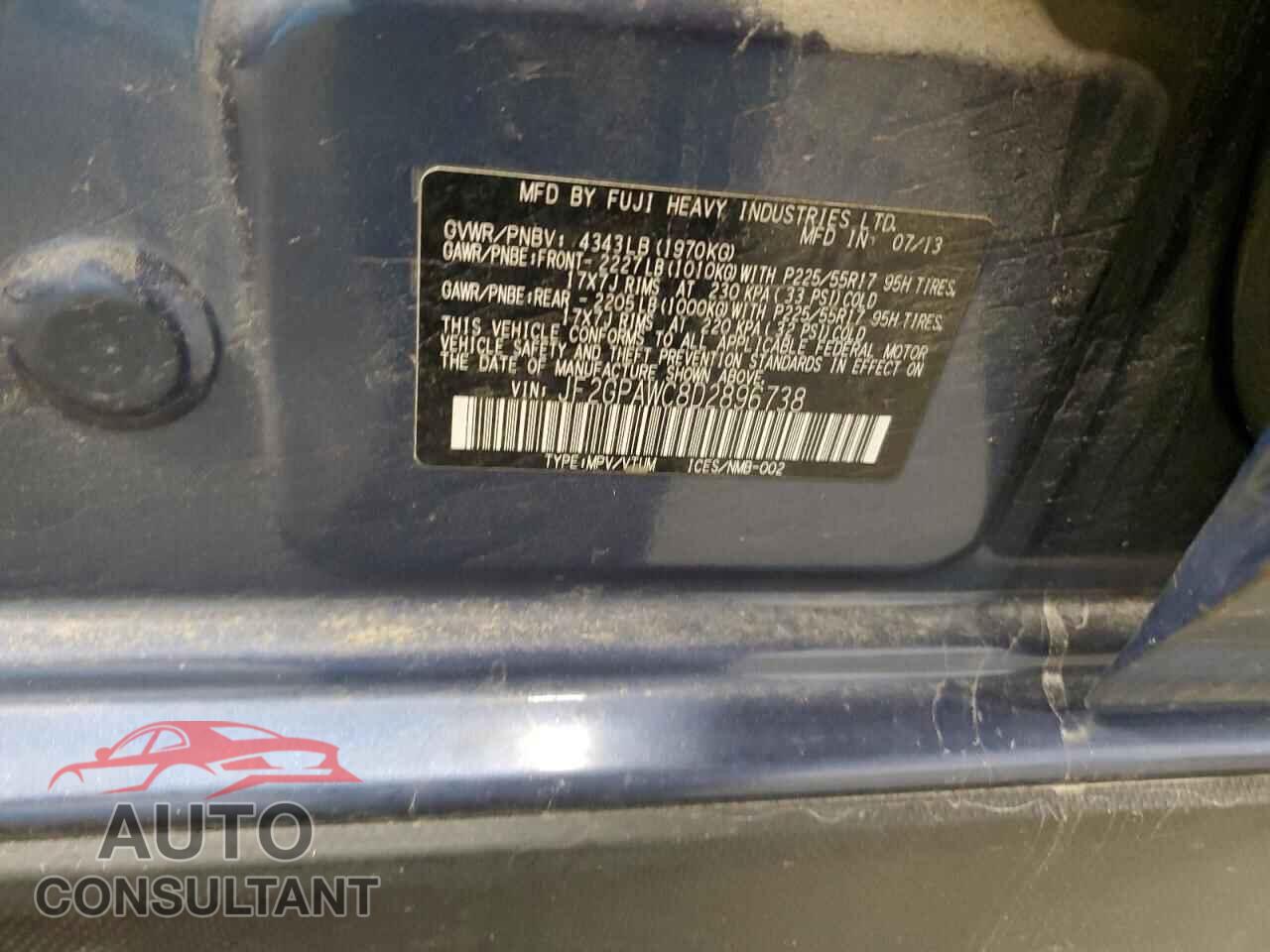 SUBARU XV 2013 - JF2GPAWC8D2896738