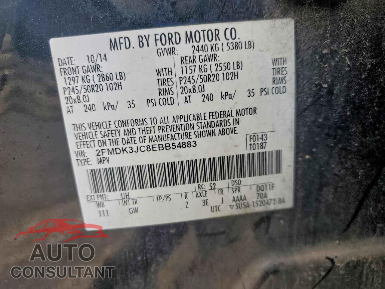 FORD EDGE 2014 - 2FMDK3JC8EBB54883